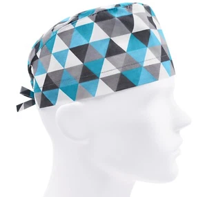 Scrub cap men, surgical hat, nurse cap, scrub hats, geometry turquoise blue - Bild 1 von 3