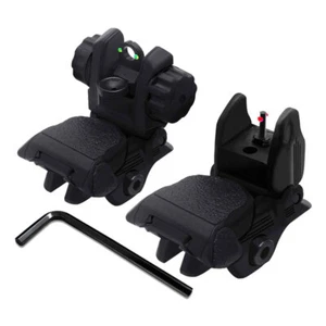 Tactical Fiber Optical Flip-up Font Rear Sight Foldable Rifle Pistol Picatinny - Picture 1 of 8