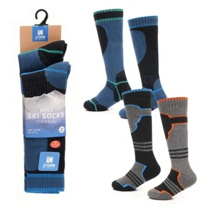 4 Paia Calzini Sci Invernali Termici Perfetti Ragazzo Colori Assortiti Taglia UK 4-11 Anni - Foto 1 di 5