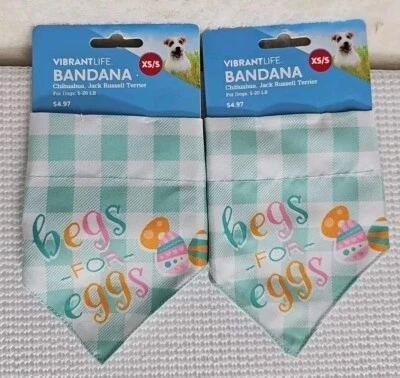 2 BANDANAS PARA PERROS/MASCOTAS Feelin’ Hoppy & Begs para huevos - XS/S 5-20 libras (cuello de 6-14")  Foto 1 de 2