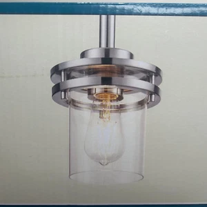 PATRIOT LIGHTING Mini Pendant Brushed Nickel Clear Glass Indoor NIB - Picture 1 of 5