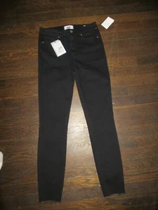 New Paige Hoxton High Rise Ankle Skinny Jeans in Black Overdye Wash 26 - Picture 1 of 4