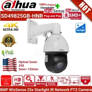 Cámara IP Dahua 8MP 25x Zoom Starlight PTZ IR WizSense SMD4.0 PoE SD49825GB-HNR - Imagen 1 de 23