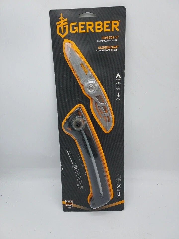N.I.P. GERBER Ripstop II Drop Point KNIFE & SLIDING SAW 2 PACK High Carbon Steel - Image 1 of 1