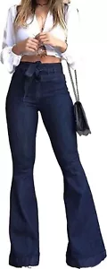 Pantete Bell Bottom Flared High Rise Jeans Size S ~ SMALL Dark Wash Blue Stretch - Picture 1 of 5
