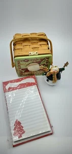 christmas holiday gift set small basket snowman note pad - Picture 1 of 12