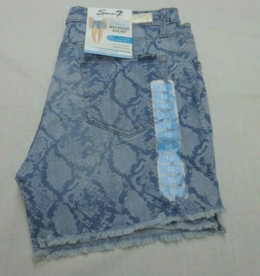 Pantalones cortos de fin de semana elásticos dobladillo deshilachado índigo pitón 7 para mujer talla 10 nuevos Foto 1 de 4