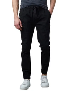 Pantalones de chándal básicos de sarga elástica Galaxy by Harvic para hombre (negros, grandes) - Imagen 1 de 2