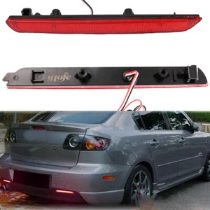 GLOFE For 04-09 Mazda 3 Mazdaspeed3 Red LED Bumper Reflector Tail Brake Lights - Picture 1 of 8