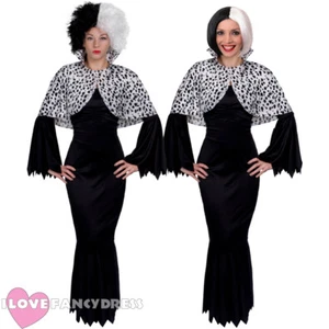 DAMEN CRUELLA KOSTÜM FILMBUCH WOCHE FIGUR KOSTÜM HALLOWEEN BÖSEWICHT - Bild 1 von 8