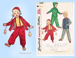 1950s Vintage Simplicity Sewing Pattern 4026 Classic Toddler Boys Snow Suit Sz 3 - Picture 1 of 5
