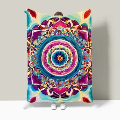 Ethnic Mandala Circles Warm Bedspread Sofa Throw Blanket Holiday Birthday Gift - Image 1 of 4
