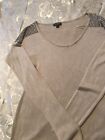 Express Women's  Sweater Beige Round Neck With Silver Studs On Shoulder Sizes/P