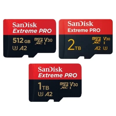 SanDisk Extreme Pro 32GB 64GB 128GB 256GB 512GB 1TB 2TB microSD Card A2 UHS-I U3 - Image 1 of 2