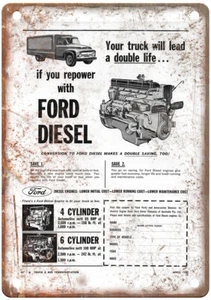 Insegna Vintage 1965 Ford Motori Diesel Pubblicità Look Retrò Metallo A7479 - Foto 1 di 2