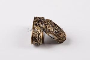 Chrysanthemum Brass Kashira Butt Cap Fuchi Hilt Collar For Japanese Sword Katana - Picture 1 of 3