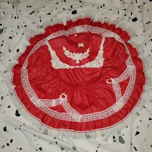 Vestido Vintage Edad de Oro California Niño Pequeño Muñeca Talla 2t Círculo Completo Rojo Concurso - Imagen 1 de 9