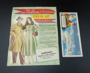 Barham's Clothier Christmas Advertising w/Bonus Coupon Sheffield Alabama 1940s - Picture 1 of 3