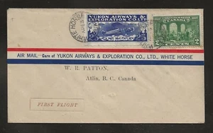 YUKON AIRWAYS - CL42 - 1928 CANADA Air Mail cover - WHITE HORSE, ATLIN - Picture 1 of 2