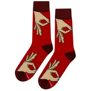 NWT Got Em Red Dress Socks Novelty Men 8-12 Crazy Fun Sockfly - Picture 1 of 4