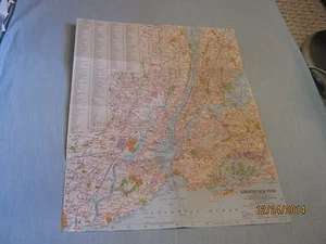 VINTAGE GREATER NEW YORK + TOURIST MANHATTAN MAP National Geographic July 1964 - Picture 1 of 2