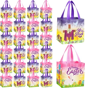 Easter Treat Bag He Is Risen Gift Bag Easter Baskets with Handle Reusable Non Wo - Picture 1 of 6