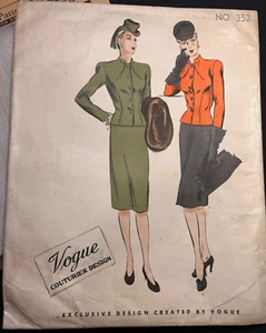 1940s Vogue Couturier Design Sewing Pattern 352 Very Chic Neck Treatment - Picture 1 of 7