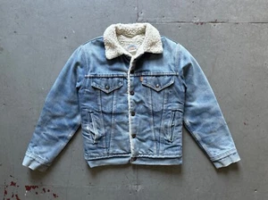 Chaqueta Sherpa Levis Tipo 3 Camionero Vintage Años 80 Forrada Denim Hecha en EE. UU. XS-S - Imagen 1 de 10