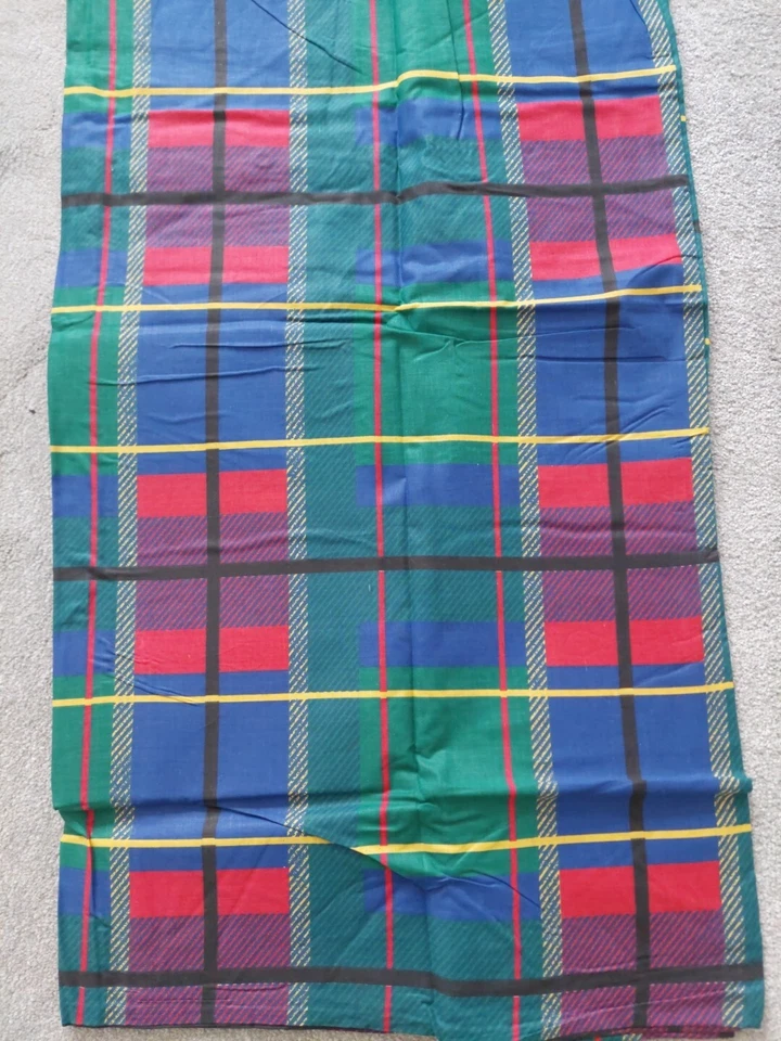 Large Pieces Colourful Tartan Fabric Material 78" Square x 2 Upcycle Scraps NEW - Image 1 of 1