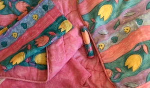 VTG 5-Piece REVERSIBLE TWIN Comforter Set ‘TULIP TWIRL’ Made in USA Think Spring - Picture 1 of 19