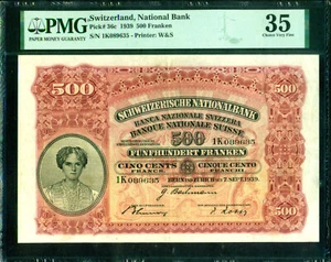 Switzerland 1939. Schweizerische Nationalbank 500 Franken, P-36c. PMG 35 - Picture 1 of 2