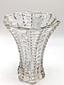 Vintage Clear Glass Bubble & Bar Design Vase 4 3/4" Tall - Picture 1 of 8