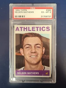 1964 Topps Baseballkarte #366 Nelson Mathews Athletics PSA 6 EXMT - Bild 1 von 2