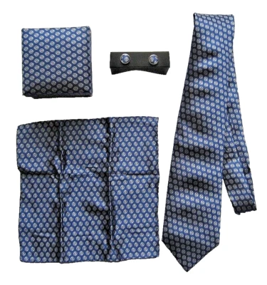 Krawatten Set in blau mit Einstecktuch Manschettenknöpfe Geschenkbox Bestpreis - Bild 1 von 4
