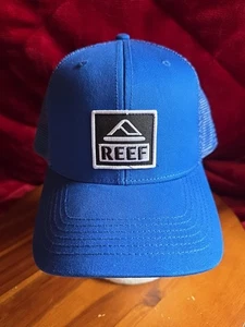 MENS REEF BLUE SNAPBACK CAP ADJUSTABLE HAT ONE SIZE PATCH MESH TRUCKER CAP - Picture 1 of 7