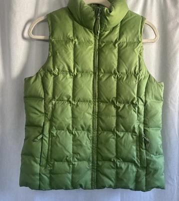 Chaleco Gap Puffer Verde Azul Para Mujer Talla Mediana Plumón Relleno Cremallera con Bolsillo Foto 1 de 4