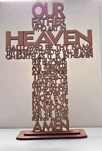 Freistehendes Vaterunser aus Holz, Vaterunser Kreuz, Kruzifix, Christus, 3 GRÖSSEN - Bild 1 von 5