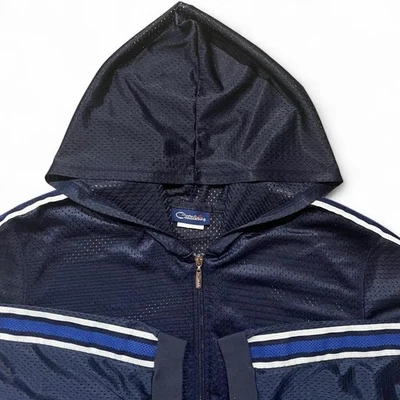 Sudadera con capucha de malla Catalina de colección para mujer L azul marino poli cremallera cintura sincronizada cordón Y2K Foto 1 de 4