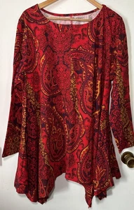 Roaman’s rote Paisley Tunika Gr. 22/24 Einstecktuch fließend Relaxed Fit Bloomcore - Bild 1 von 5