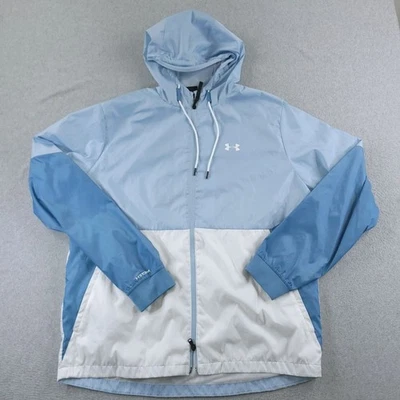 Under Armour Jacket Mens XXL Blue White Storm Legacy Windbreaker Hooded Ripstop - Image 1 of 4