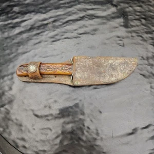Remington Du Pont Stag Knife Vintage 1930s Fixed Blade Hunting w/Sheath ๐ช - Picture 1 of 7