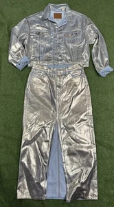 Levis Damen Metallic Shrunken 90s Jacke Gr. L Large & vorne offener Rock Gr. 29 - Bild 1 von 22