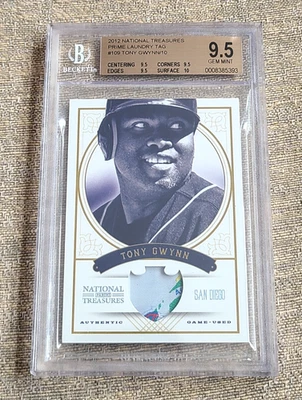Etiqueta de lavandería National Treasure 2012 - Tony Gwynn - #d 02/10 - gema graduada BGS 9,5 Foto 1 de 2