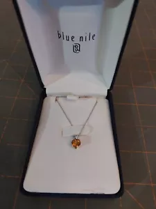 Blue Nile 18K 17” Necklace with Orange Gemstone Pendant Citrine ??? - Picture 1 of 10
