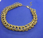 CHUNKY Choker Brushed Gold Tone Chain Metal Necklace Unisex costume jewellery