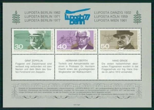 BLOCCO ESPOSIZIONE BERLINO 1977 LUPOSTA ZEPPELIN OBERTH GRADE AVIAZIONE m5327 - Foto 1 di 2