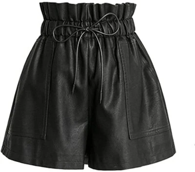 New Hot Women's Genuine Lambskin Leather shorts Party Ladies Sexy mini - kk10 - image 1 of 4