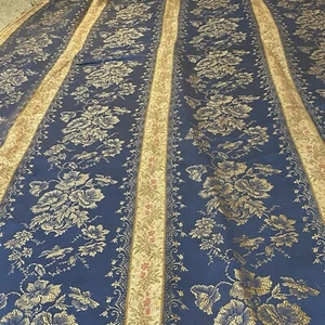 Antique Napoleon III Silk Jacquard Curtain Panel 19th C French Floral 90" X 100 - Picture 1 of 12