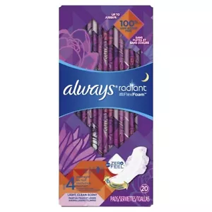 Always Radiant Size 4 Overnight Pads Light, Clean Scent - Picture 1 of 1