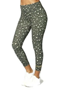 PINEAPPLE Dancewear Damen Leopard Crop Leggings tiefer Bund khaki grün - Bild 1 von 1